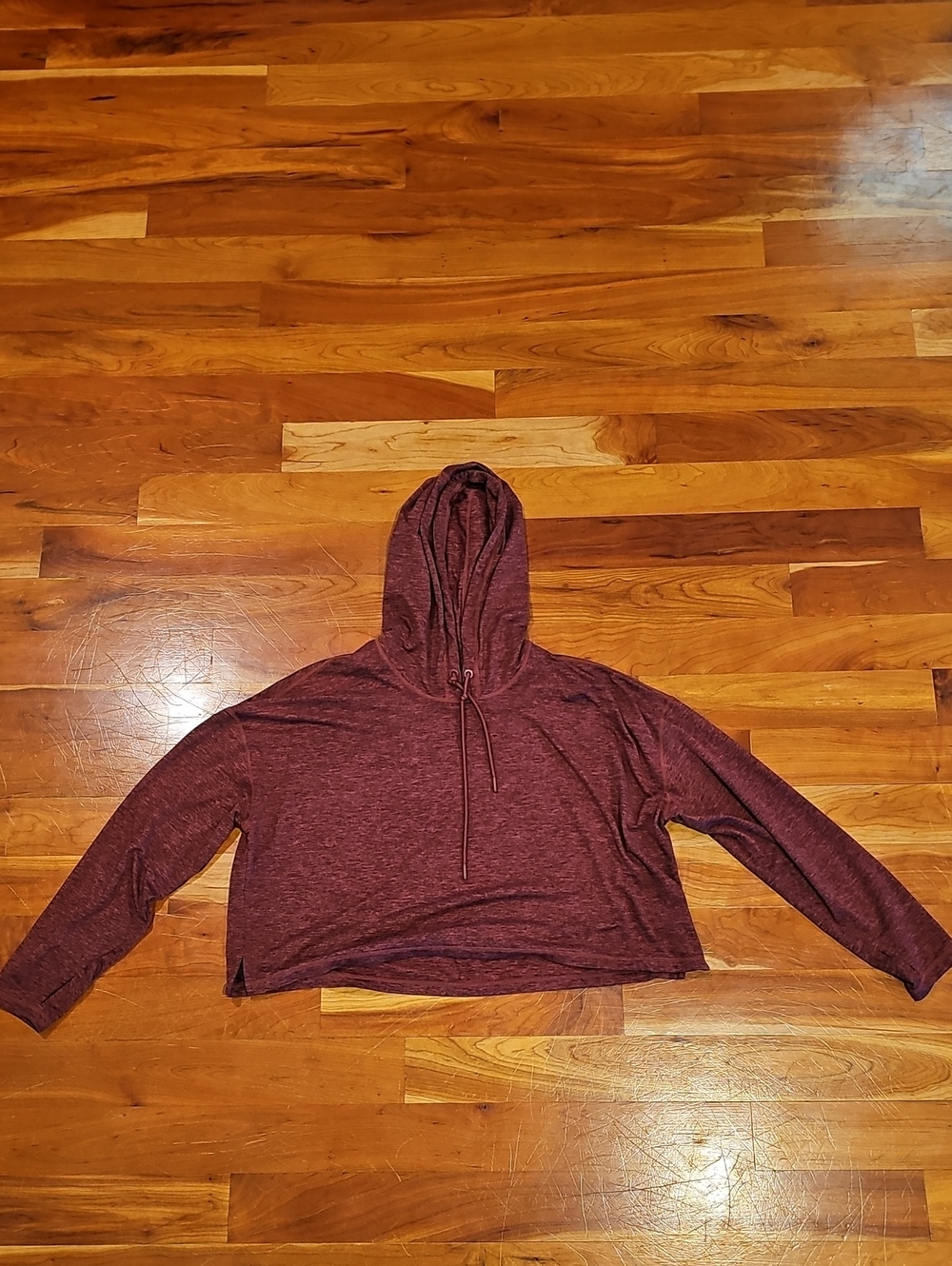 Athleta Heathered Burgundy Cropped Hoodie